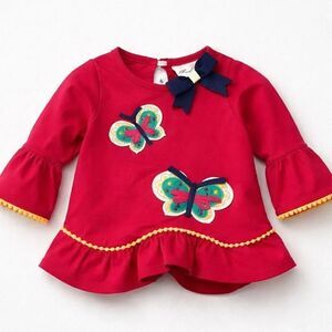 Rare Editions fuchsia pink butterfly appliqué top size 3-6 months